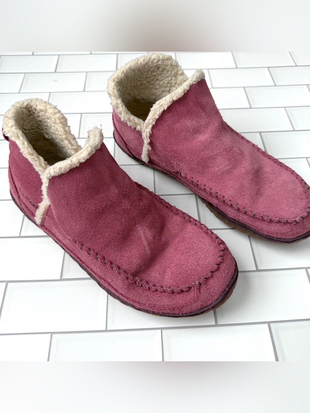 9⛰️ L.L. Bean Women’s Mountain Slippers, Boot Mocs Moccasins Suede & Sherpa